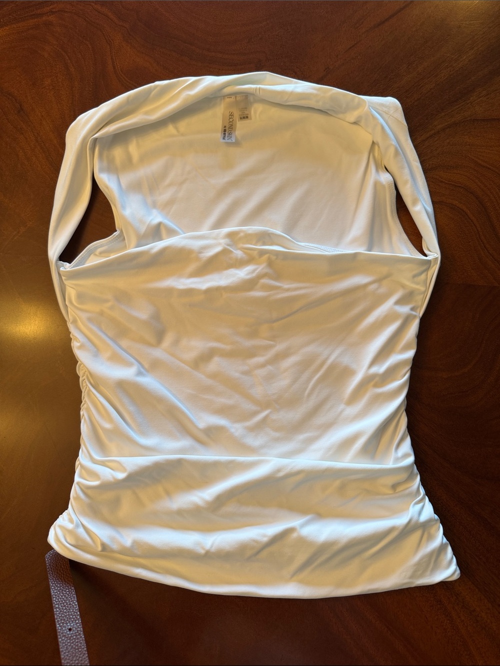 Second Skin Overalls White Strapless Ruched Camisole
